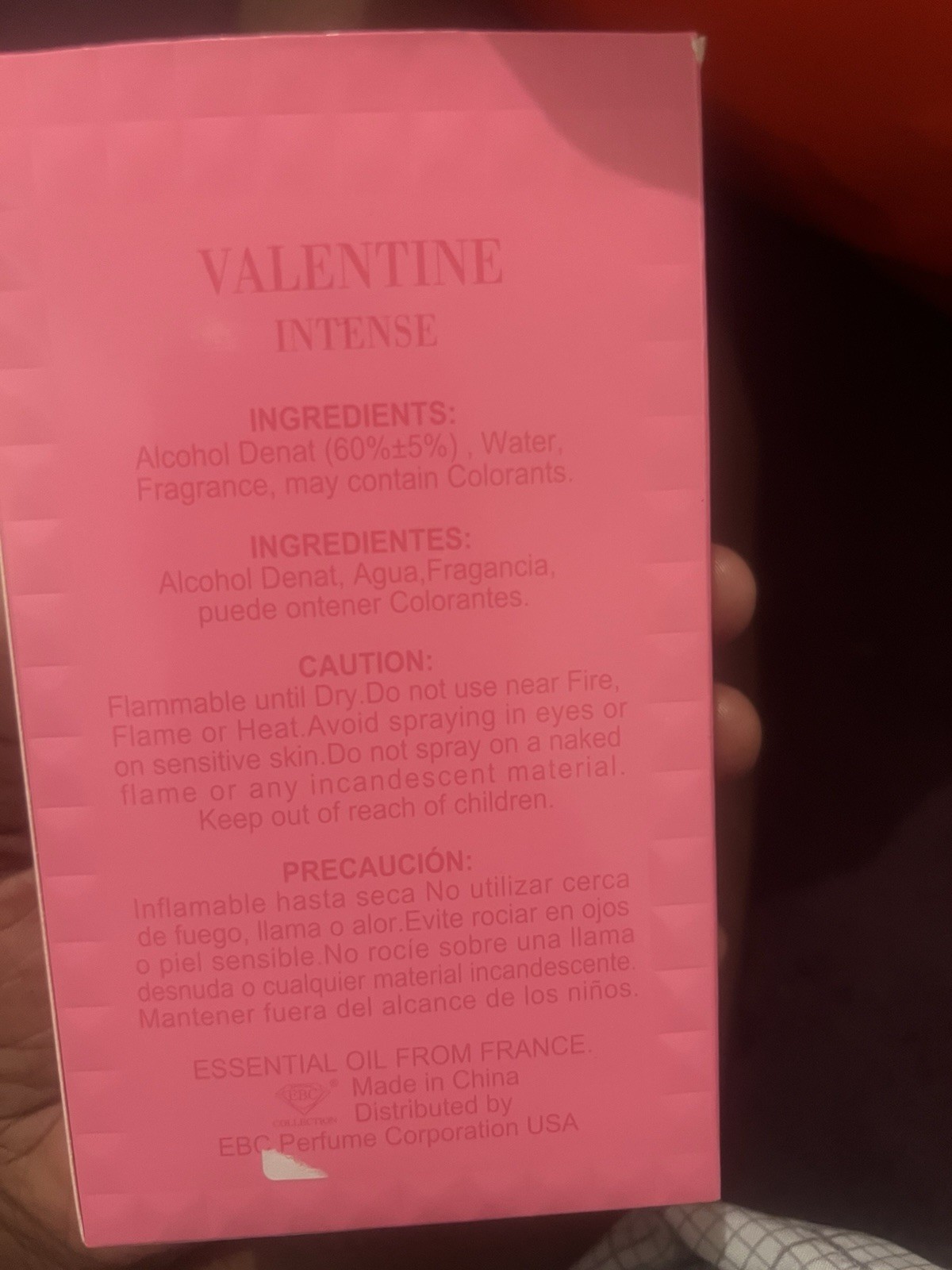 Valentine Intense Eau De Parfum Spray 3.4 fl oz Regular Size
