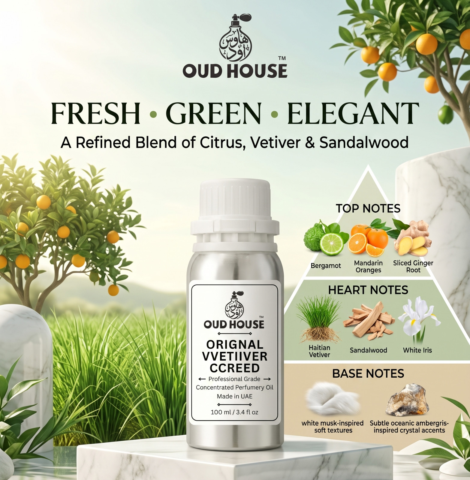 Oud House Orignal VVetiiver CCreed Perfumery Oil 3.4 fl oz Woody Vetiver