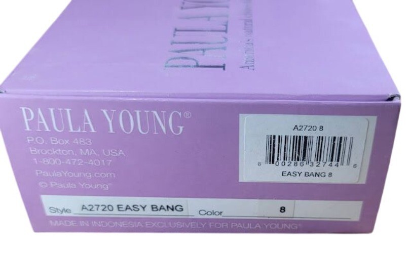 Paula Young Easy Bang Hair Topper Color 8 Brown Fringe Clip In Clean 12/M6
