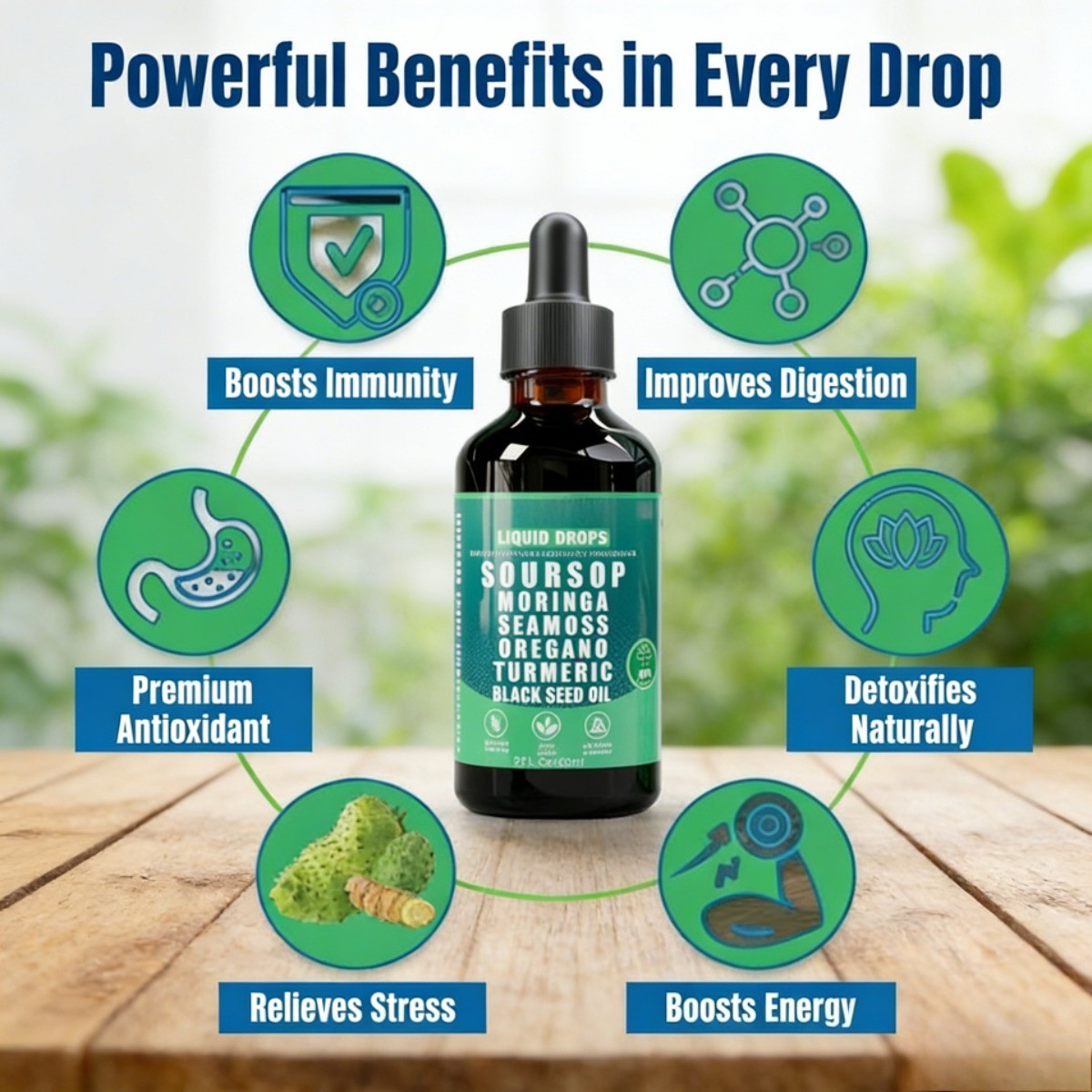 Soursop Pure Liquid Drops – 10-in-1 Herbal Blend for Immune & Wellness Support