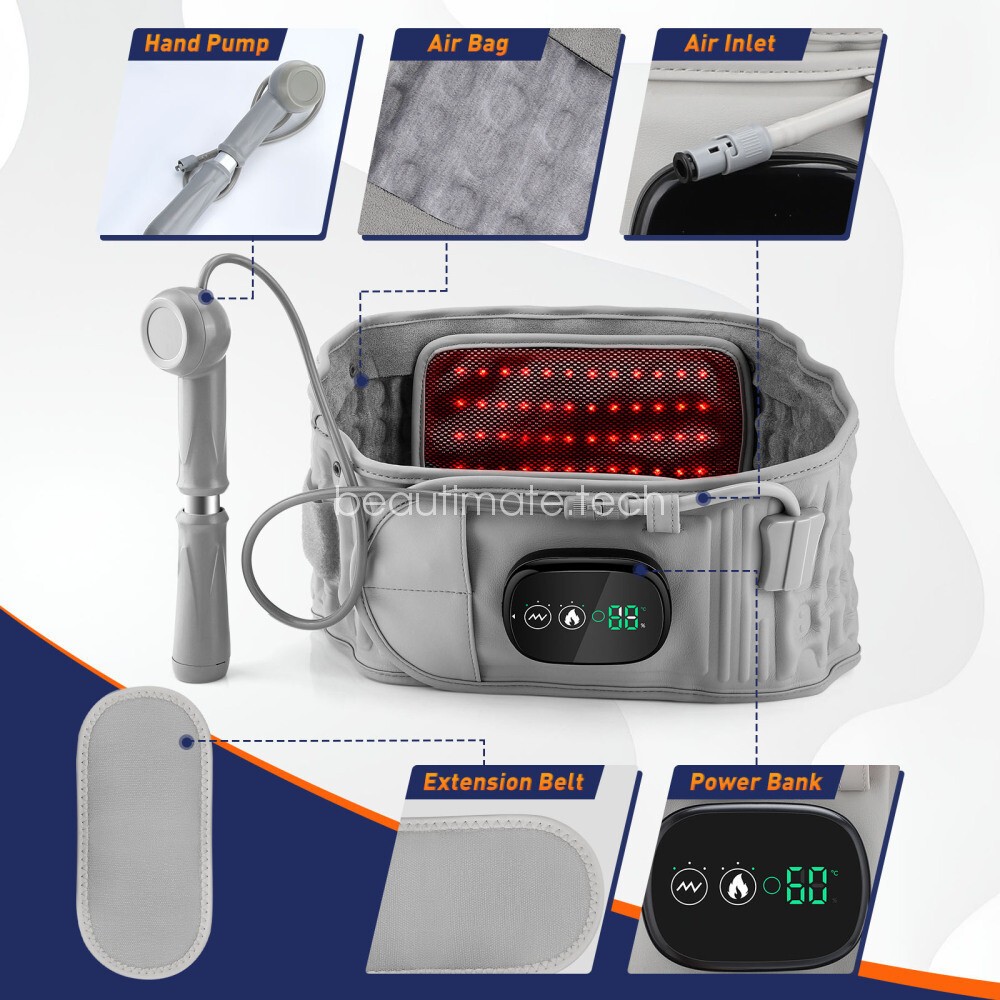 Heating Vibration Waist Belt Red Light Massager Lower Back Pain Relief Daily Use