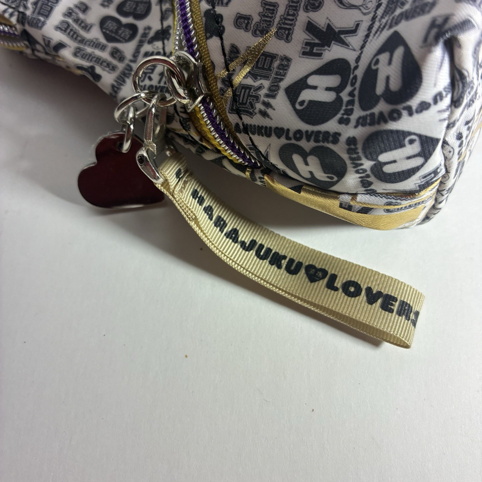 Gwen Stefani Harajuku Lovers Black & White Cosmetic Bag Gold Lightning Bolt