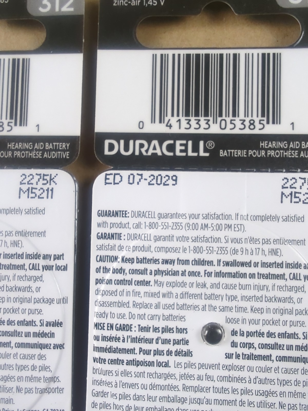 Duracell Hearing Aid Size 312 Batteries, 32 Count Exp. Date Is 7/2029
