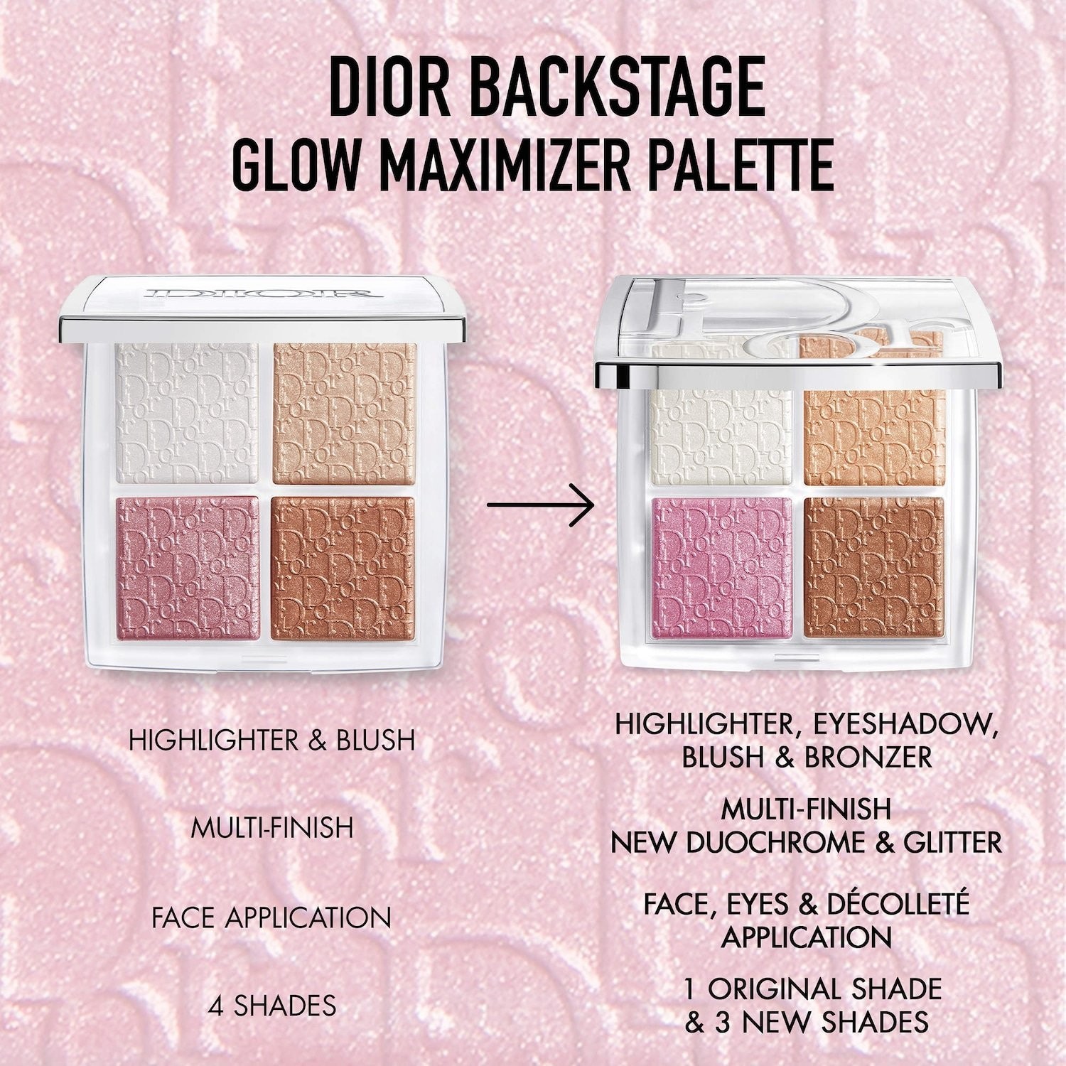 DIOR Authentic Backstage Glow Maximizer Face Palette 0.4oz 4 shades