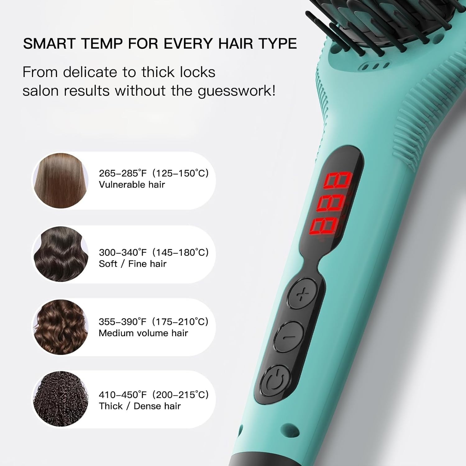 Ionic Hair Straightener Brush, Adjustable 30s Fast MCH Ceramic Heating Hair Stra