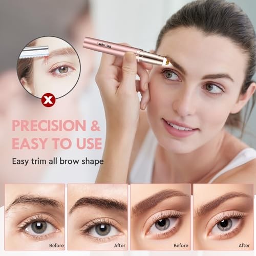 Women’s Electric Eyebrow Trimmer with Replacement Blades, Rose Gold-2b