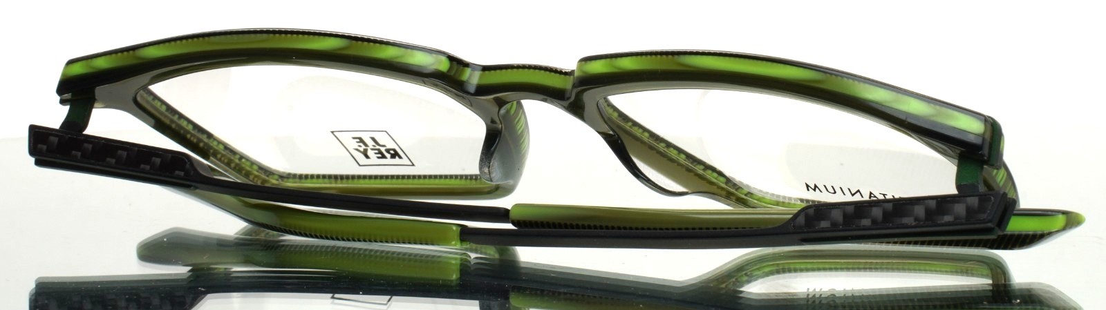 JF REY JF1554 4700 Green Black Mens Rectangle Full Rim Eyeglasses 53-18-145 B:40