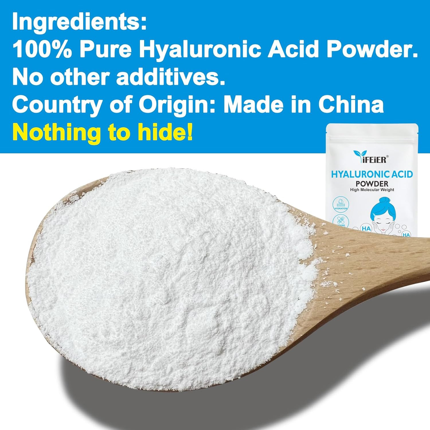 Hyaluronic Acid Powder | High Molecular Weight Hyaluronic Acid Serum Powder | 1o