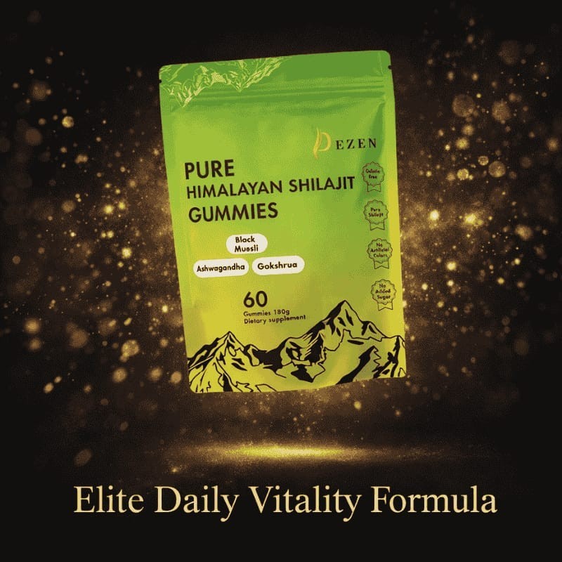 DEZEN Himalayan Shilajit Gummies 3000mg with Ashwagandha 60Pcs Vitality Boost