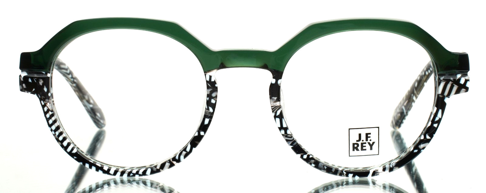 JF REY JF1556 4899 Green Black White Womens Round Full Rim Eyeglasses 48-21-145