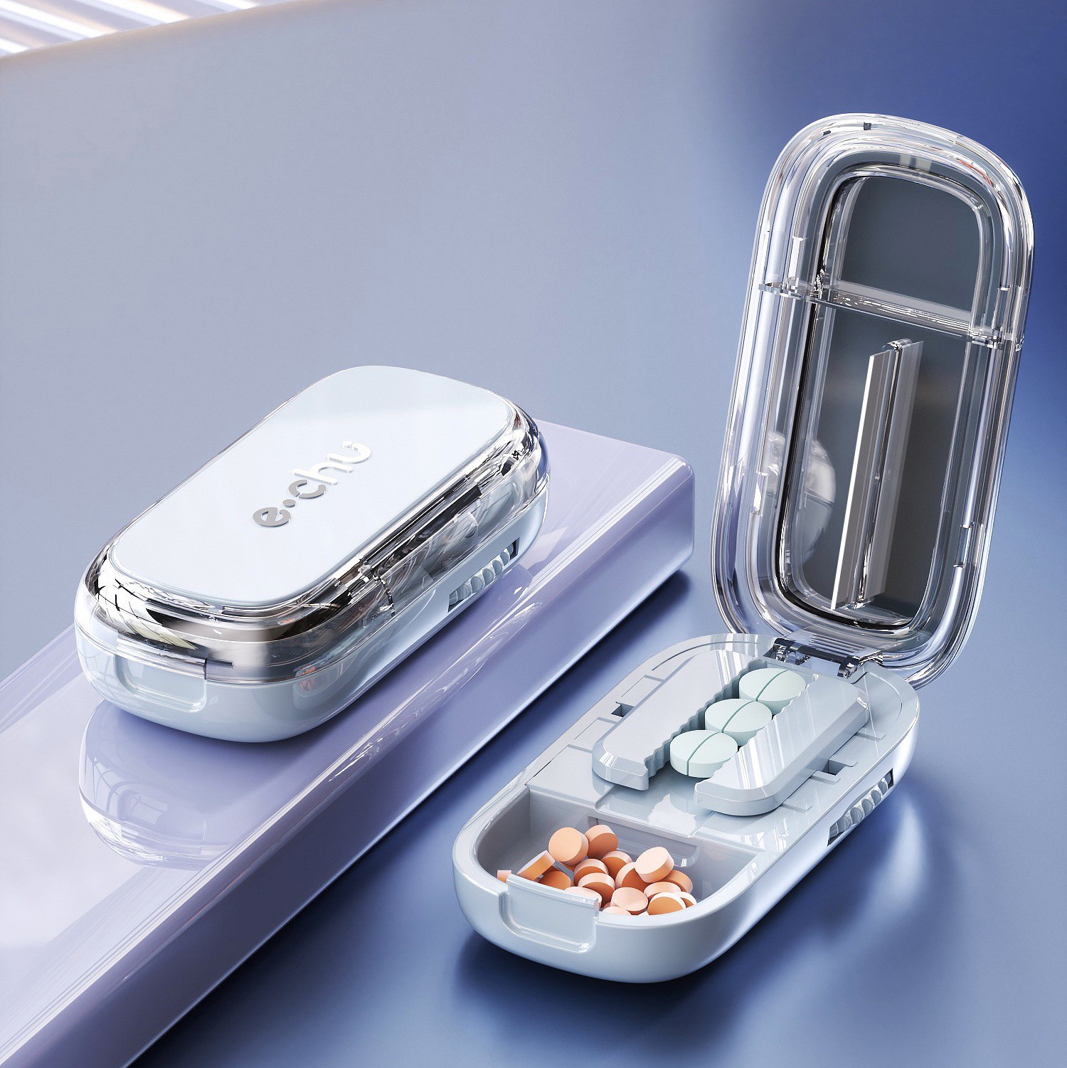 Adjustable Precise Pill Cutter Storage Box Portable Drug Tablet Medicine Dust US