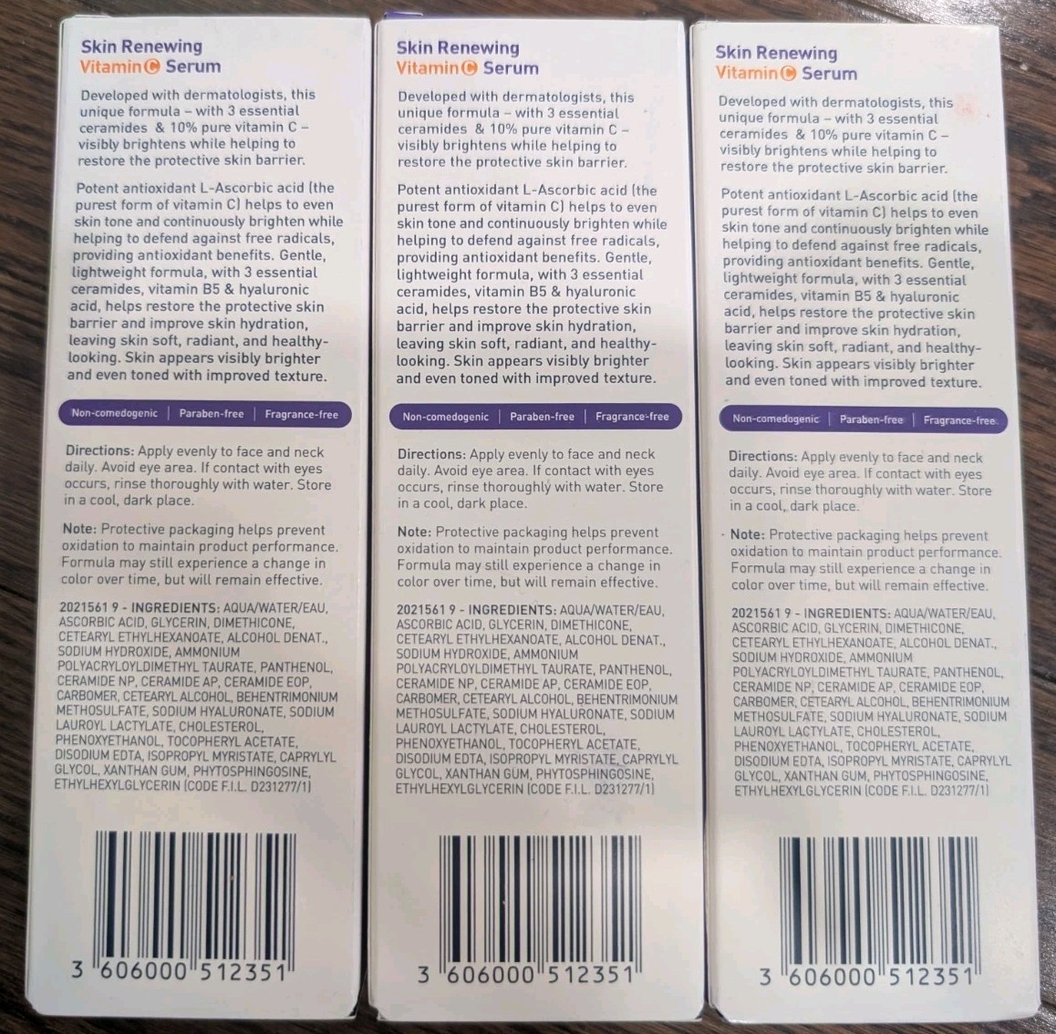 3-Pack CeraVe Skin Renewing Vitamin C Serum with Hyaluronic Acid – 1 FL Oz/30ml