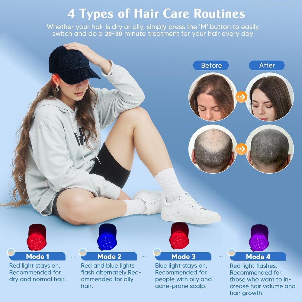 660nm Red LED Light Therapy Hat Hair Regrowth Hair growth Anti-Hair Loss Cap US