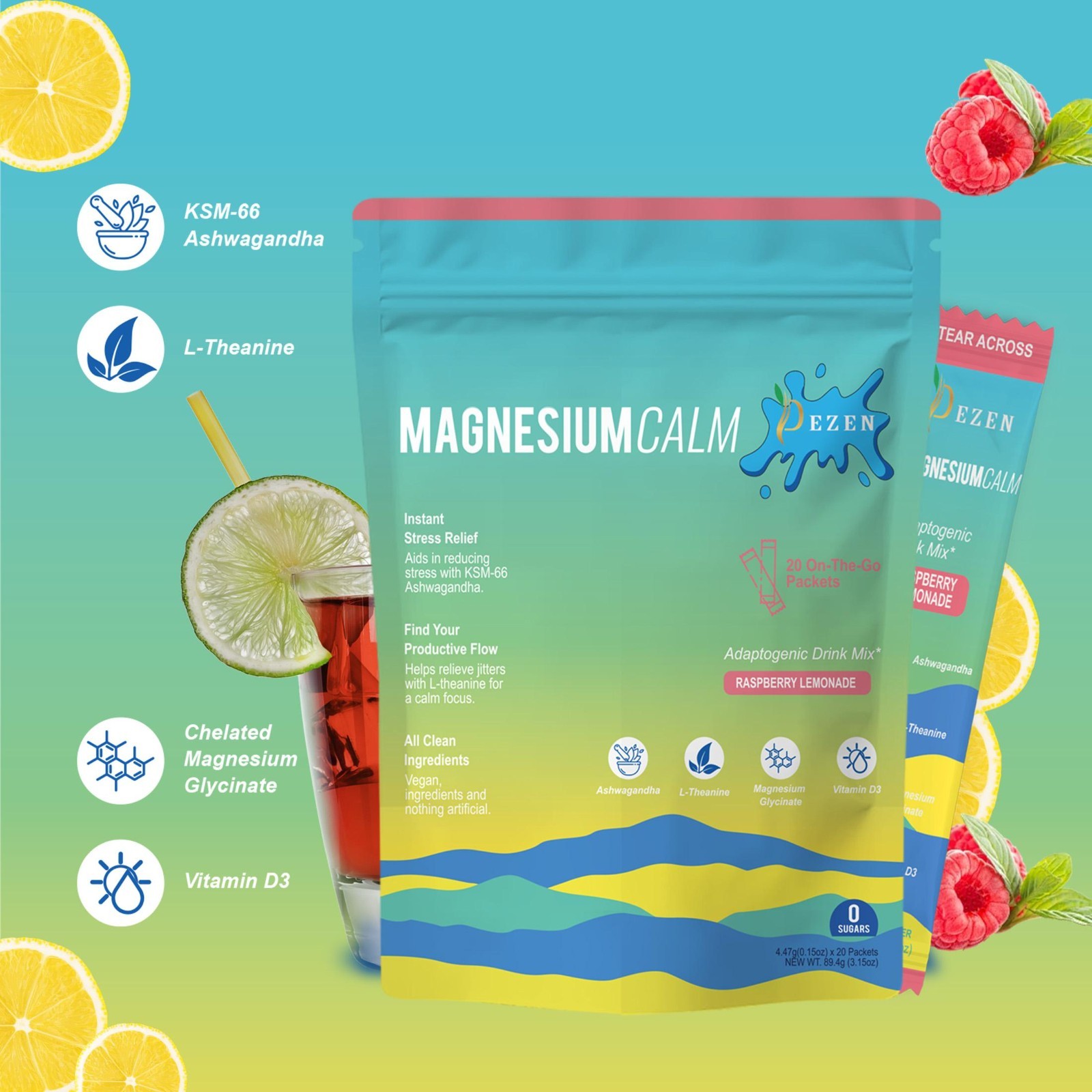DEZEN Yerba Mate Tea & Calm Magnesium Powder | Combo Pack