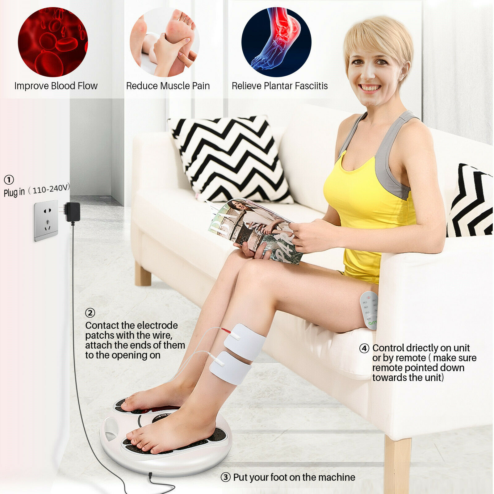 OSITO EMS Foot Circulation Massager Booster for Neuropathy Feet Legs Pain Relief