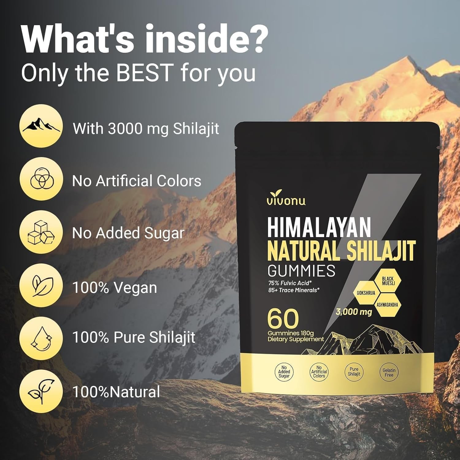 Pure Himalayan Shilajit Gummies with 60 Count (Pack of 1)