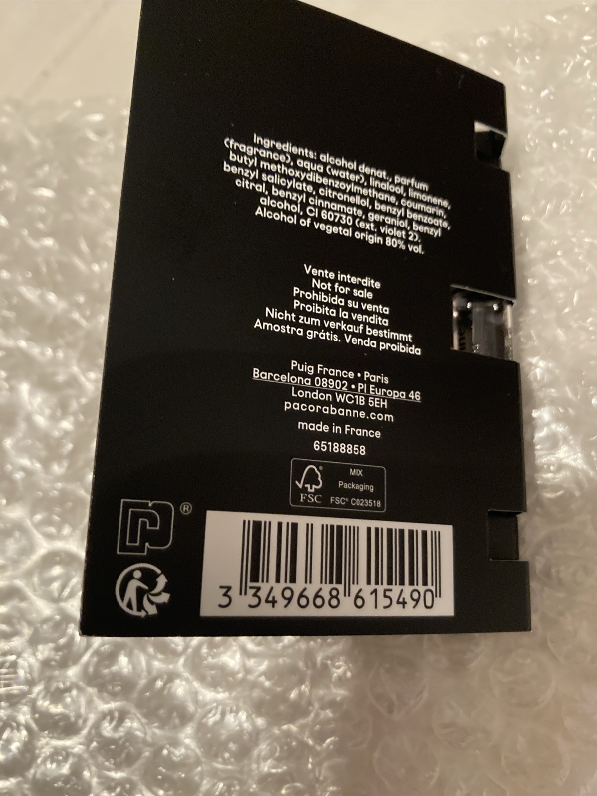 PACO RABANNE Invictus Victory Elixir PARFUM INTENSE Mens Sample Spray 1.5ml New