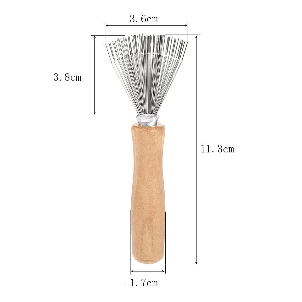 1pc Hair Brush Cleaner Mini Dirt Remover Rake Comb Wooden Handle Cleaning Tool