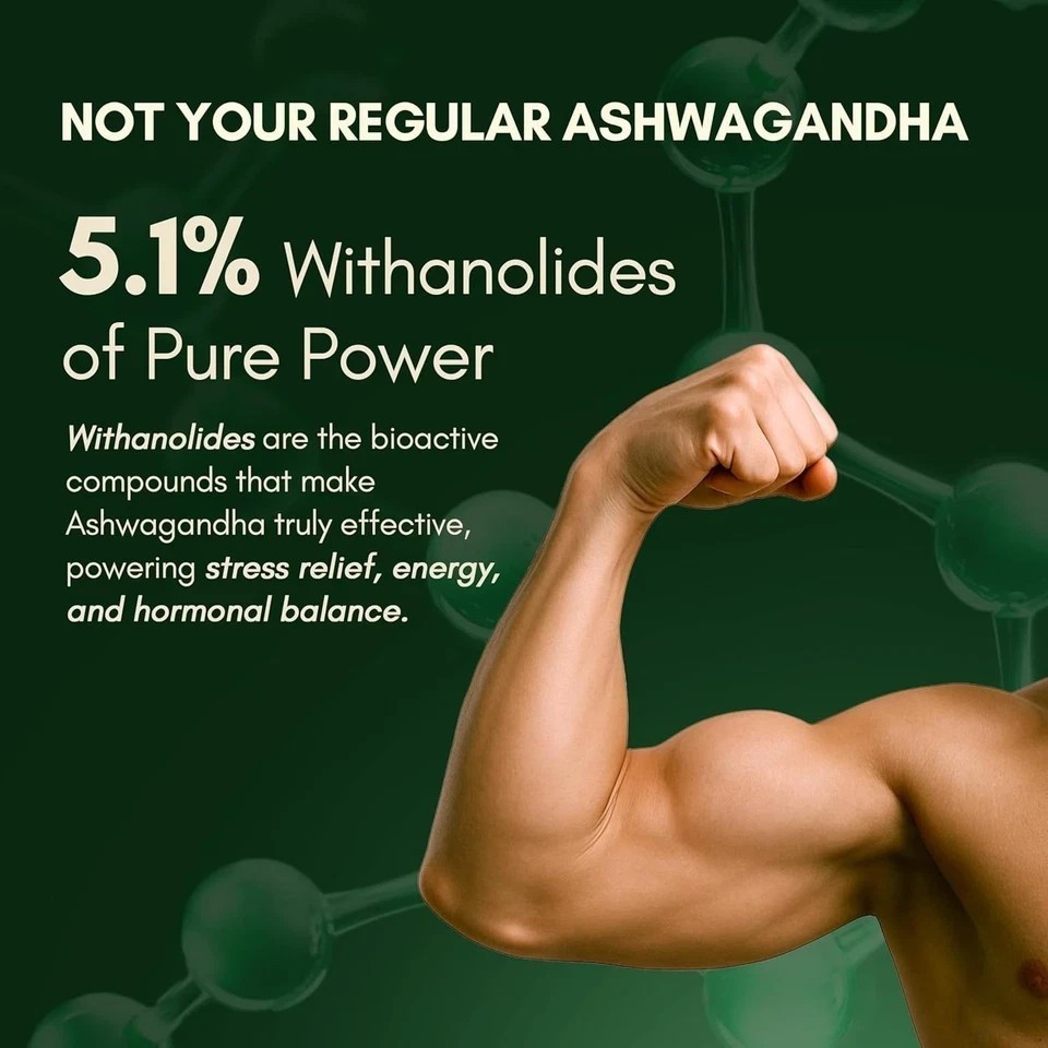 Ashwagandha KSM-66 | 5% Withanolides | 100% Pure Root Extract | 60 Capsules (2x)