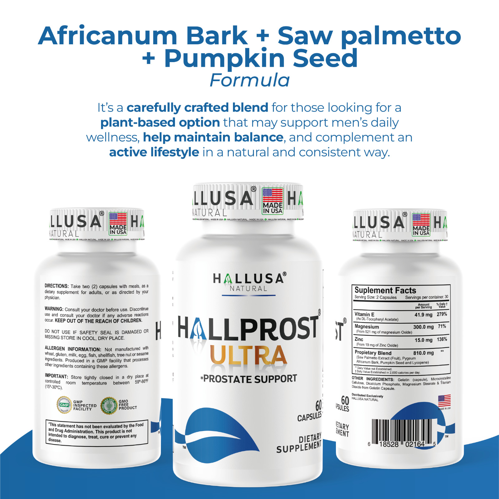 HALLPROST ULTRA – Prostate Health Complex – Urinary Incontinence – 60 Caps