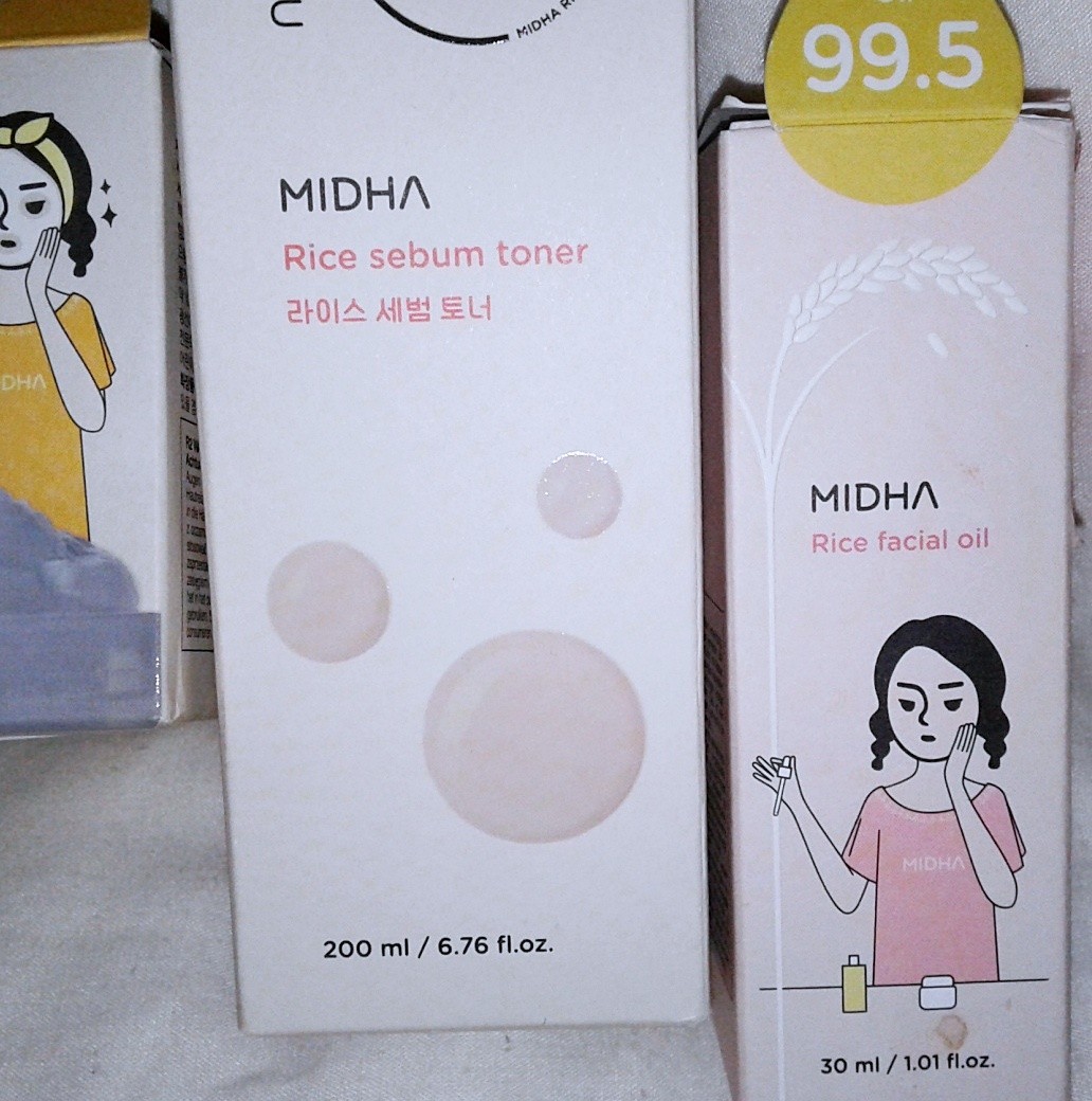Korean K-Beauty Lot Midha Rice Brightening Mask Sebum Toner Facial Oil Full Size