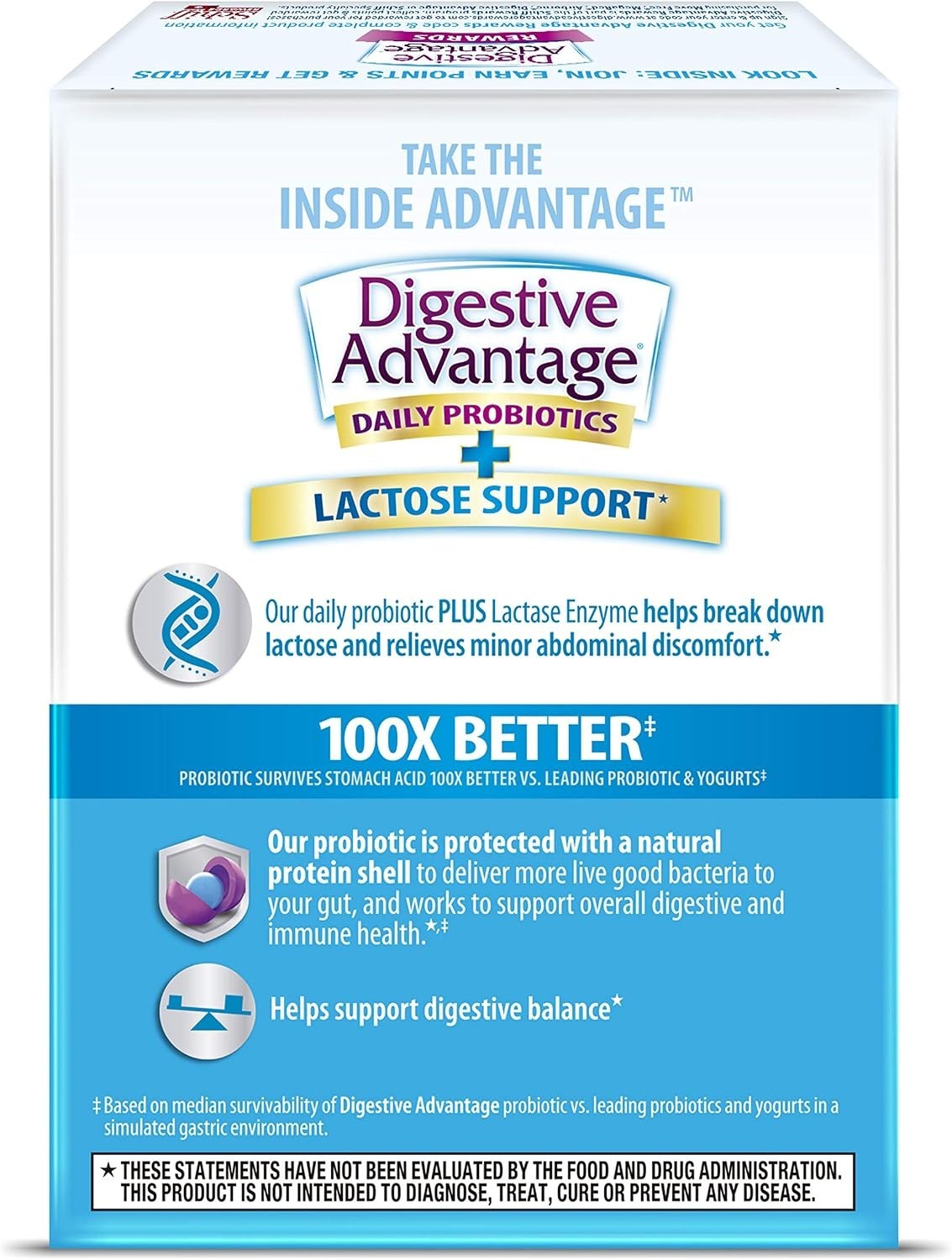 Digestive Advantage Daily Probiotics Lactose Support 96 Count Probiotic Pills
