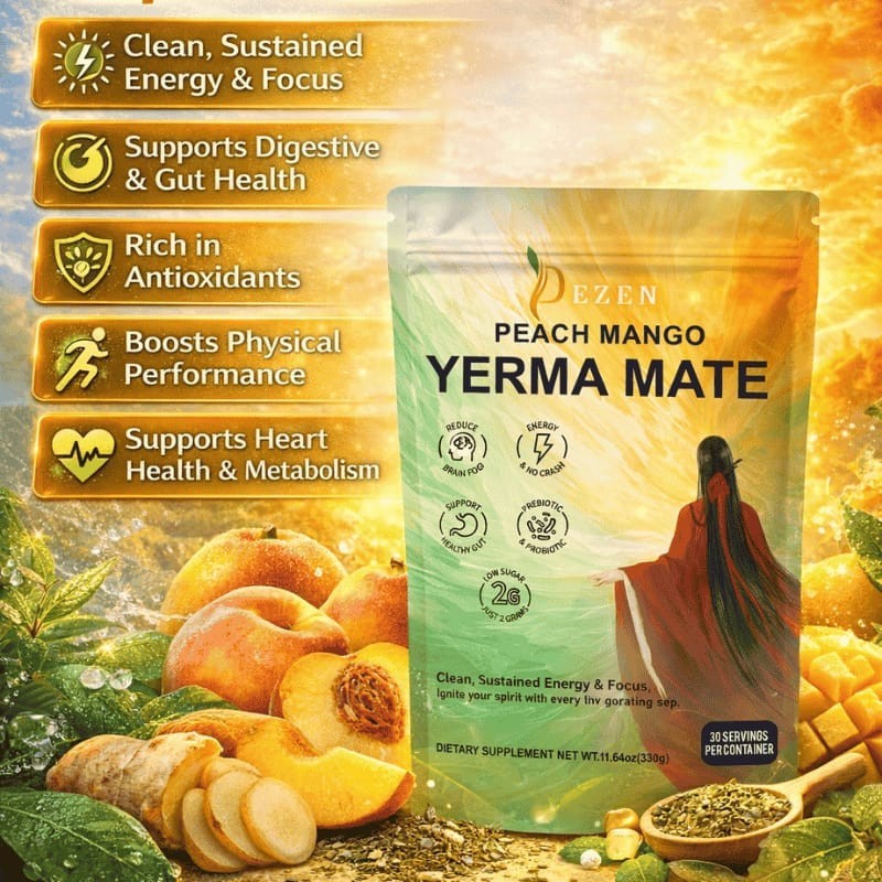 DEZEN Yerba Mate Tea Peach Mango | Herbal Tea | Natural Fruit Tea 30 Servings