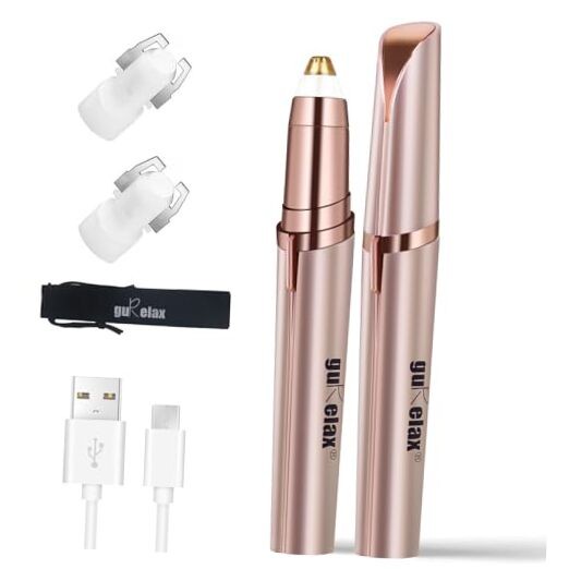 Women’s Electric Eyebrow Trimmer with Replacement Blades, Rose Gold-2b