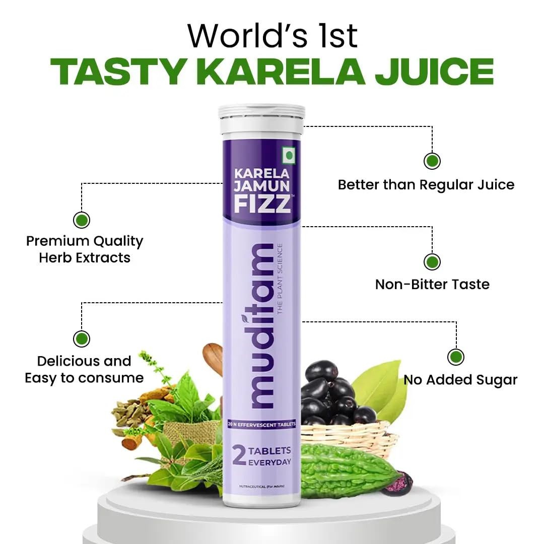 Muditam Ayurveda Jamun Fizz | Free Shipping | 60 X 3Packs Effervescent Tablet