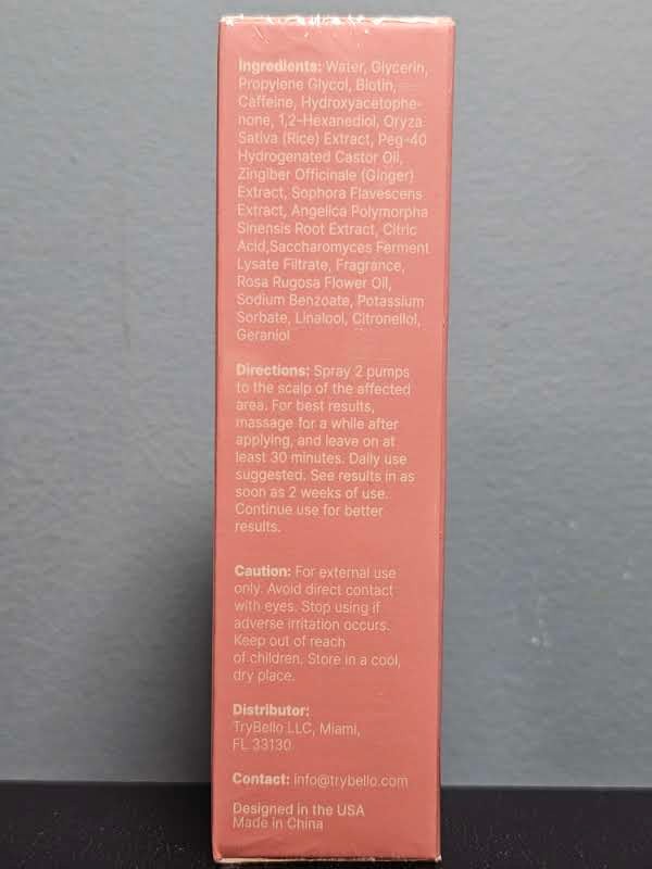 Try Bello Hair Helper Spray Hair Growth & Enhancer 50mL NEW Sealed! Exp 12/2027
