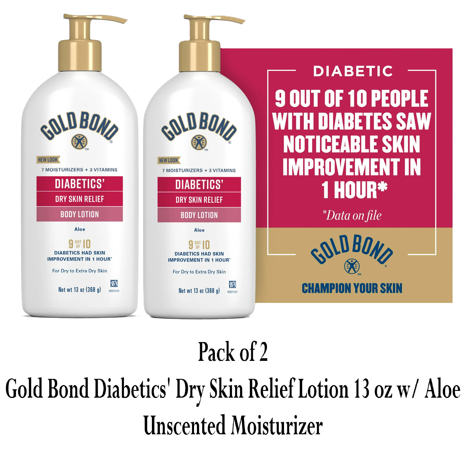 Gold Bond Diabetics’ Dry Skin Relief Lotion 13 oz w/ Aloe Unscented Moisturizer