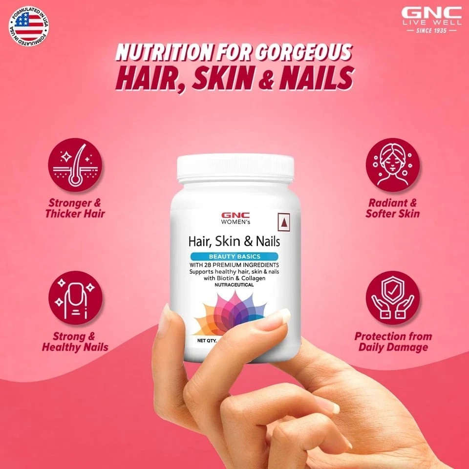 GNC Women’s Hair, Skin and Nails Multivitamin With Biotin For Women| 120 Tablets