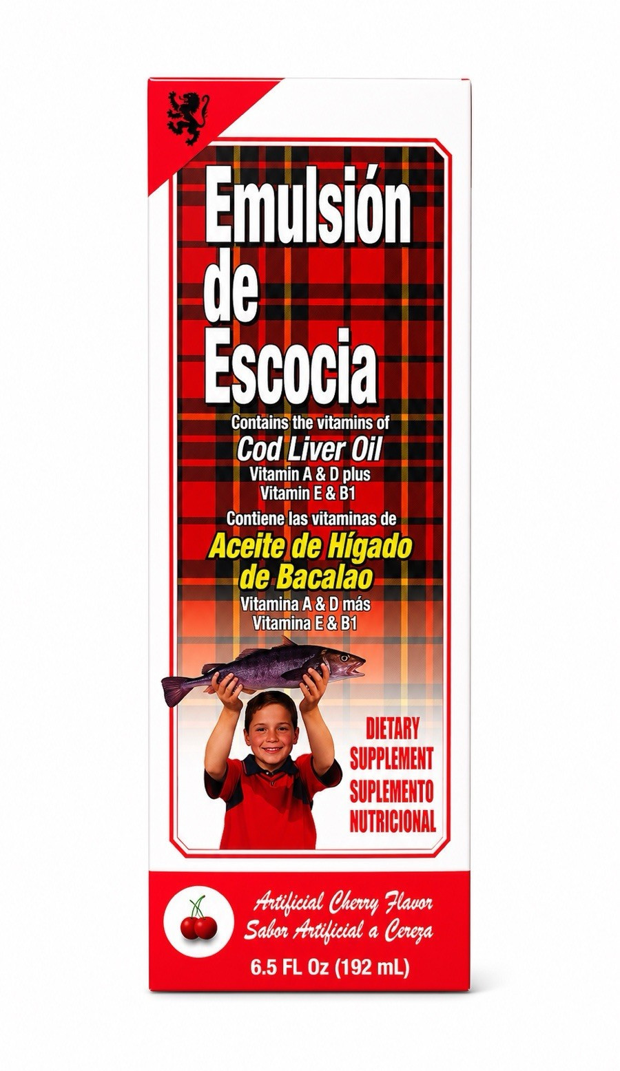 Emulsión de Escocia Cod Liver Oil Vitamins A D E Thiamin Cherry 6.5 fl oz