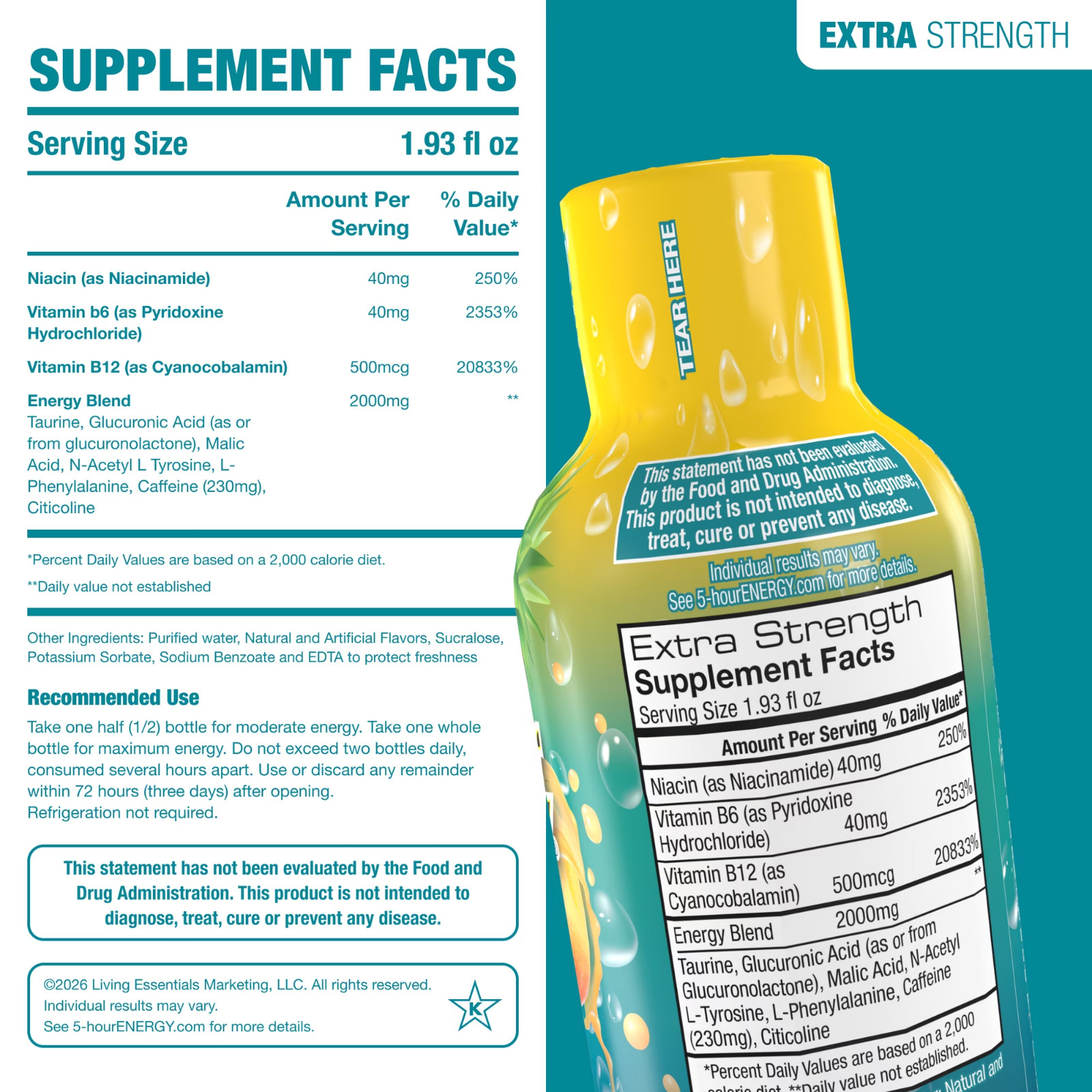 5-hour ENERGY Shot, Extra Strength, Tropical Burst, 15 Count