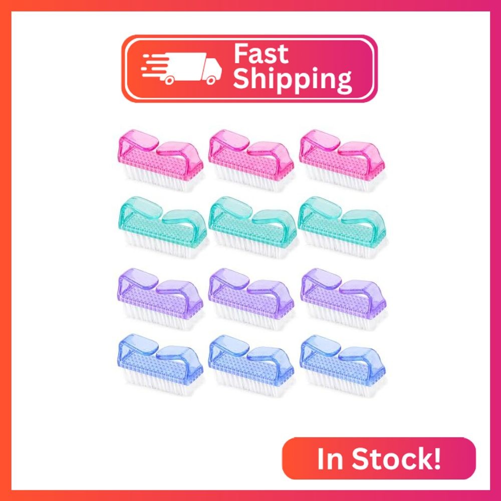 12 Pcs Handle Grip Nail Brush, Fingernail Brush Cleaner Hand Scrub Cleaning Brus