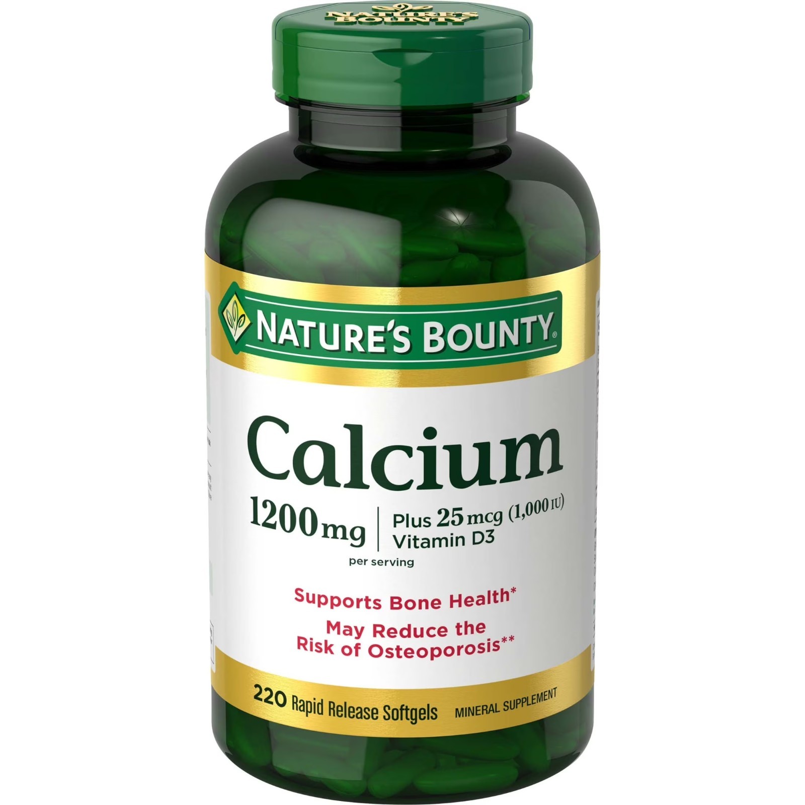Nature’S Bounty Calcium 1200 Mg with Vitamin D3 – Bone Health Softgels, Calcium