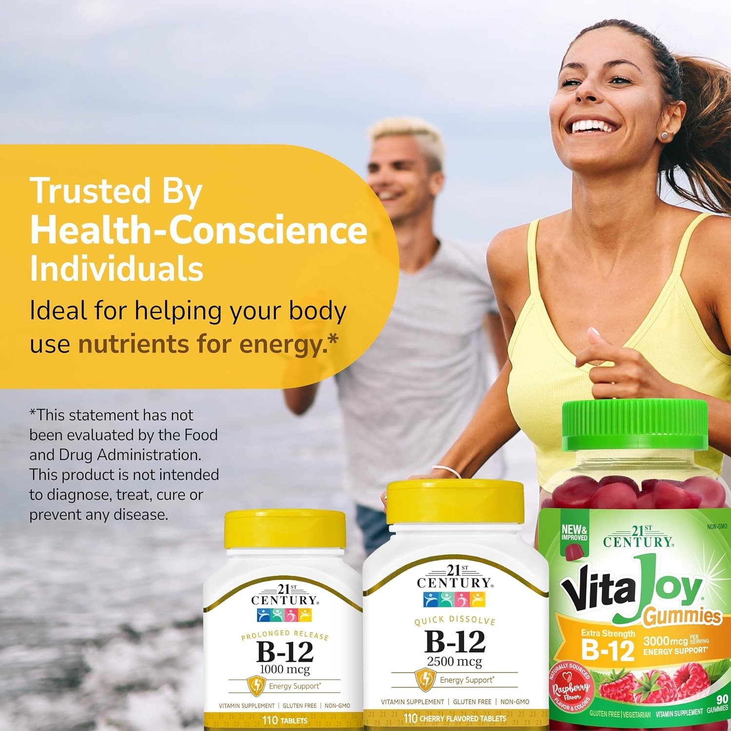 Cherry Flavor B-12 2500 mcg Tablets – Quick Dissolve for Natural Energy, 110 Ct