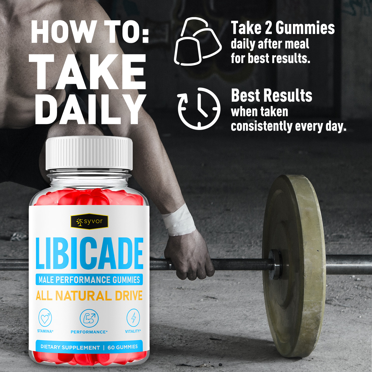 (1 Pack) Libicade Gummys Advanced Male Support Formula Vitamin 60 Gummies