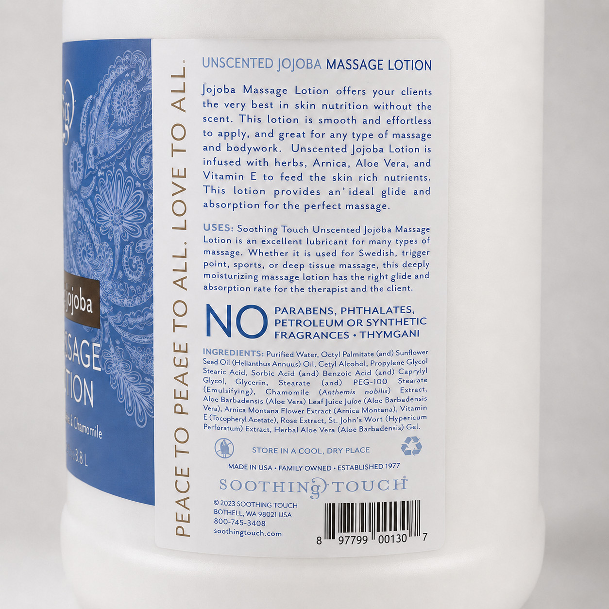 Herbal Therapy Soothing Touch Unscented Jojoba Massage Lotion 128FL Oz