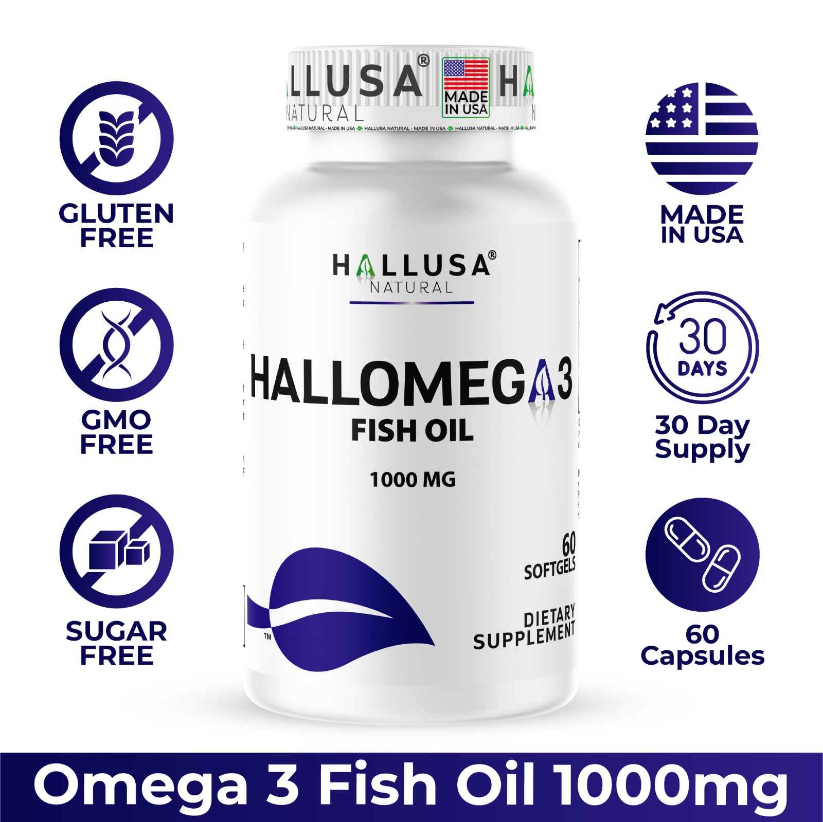 OMEGA 3 – Fish Oil Supplement – Cardiovascular Wellness – 60 Softgels