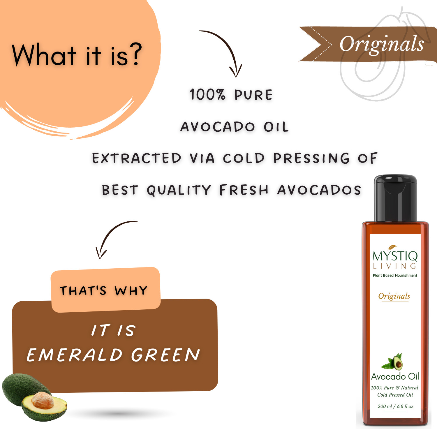 Mystiq Living Originals – Avocado Oil – 200 ML