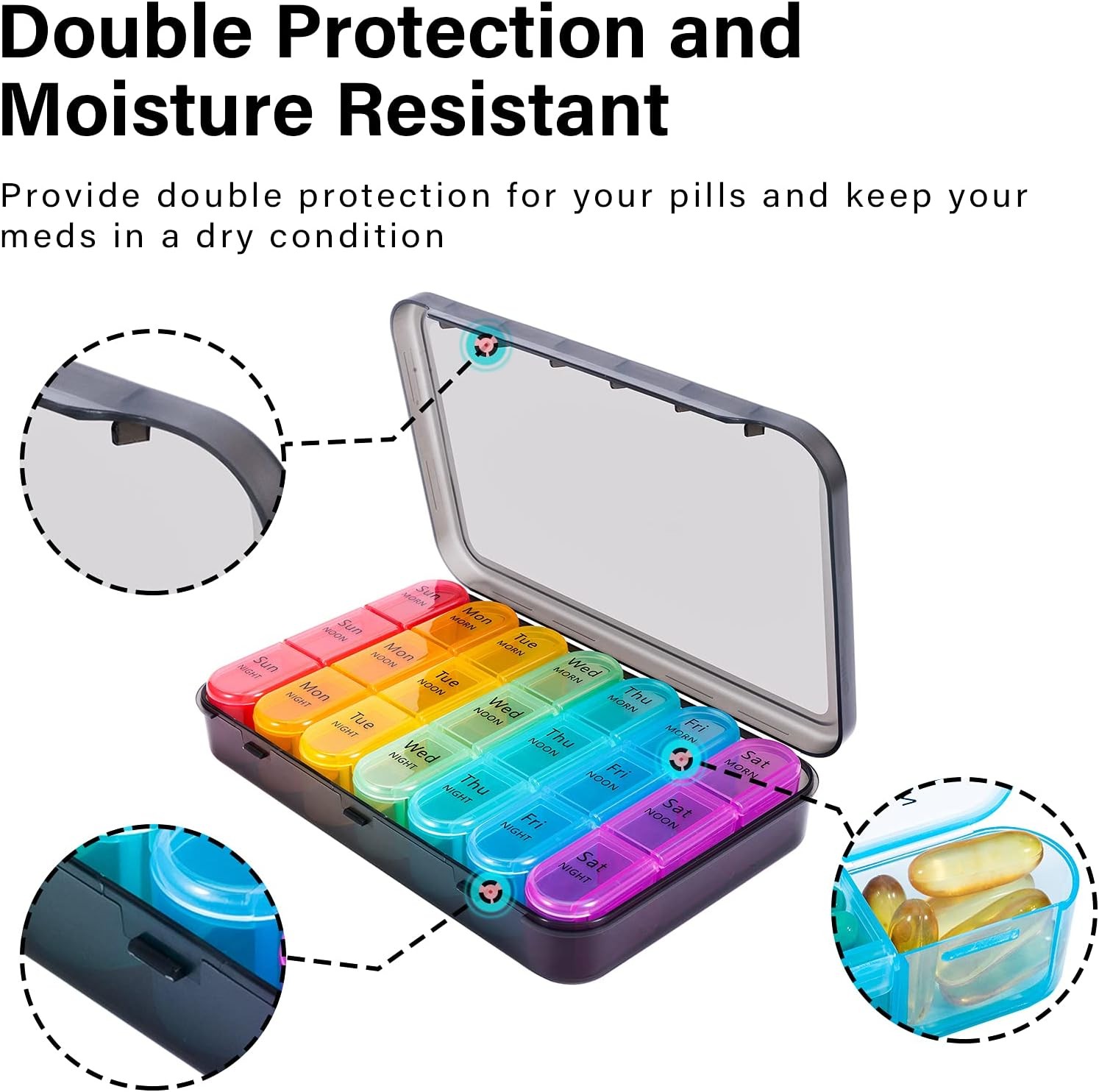 1 Weekly Pill Box Organizer 3 Times a Day 7 day Organizer Case Medicine Storage