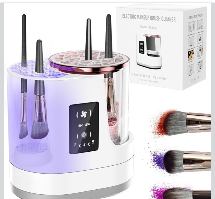 Electric Makeup Brush Cleaner & Drying Machine Touch Screen HZ-008 White