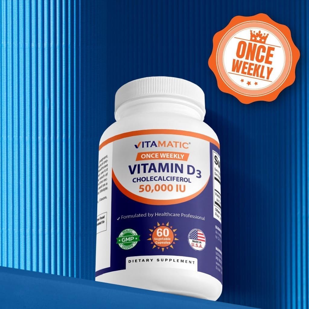 Vitamatic Vitamin D3 50,000 IU (as Cholecalciferol), Once Weekly Dose, 1250 mcg,