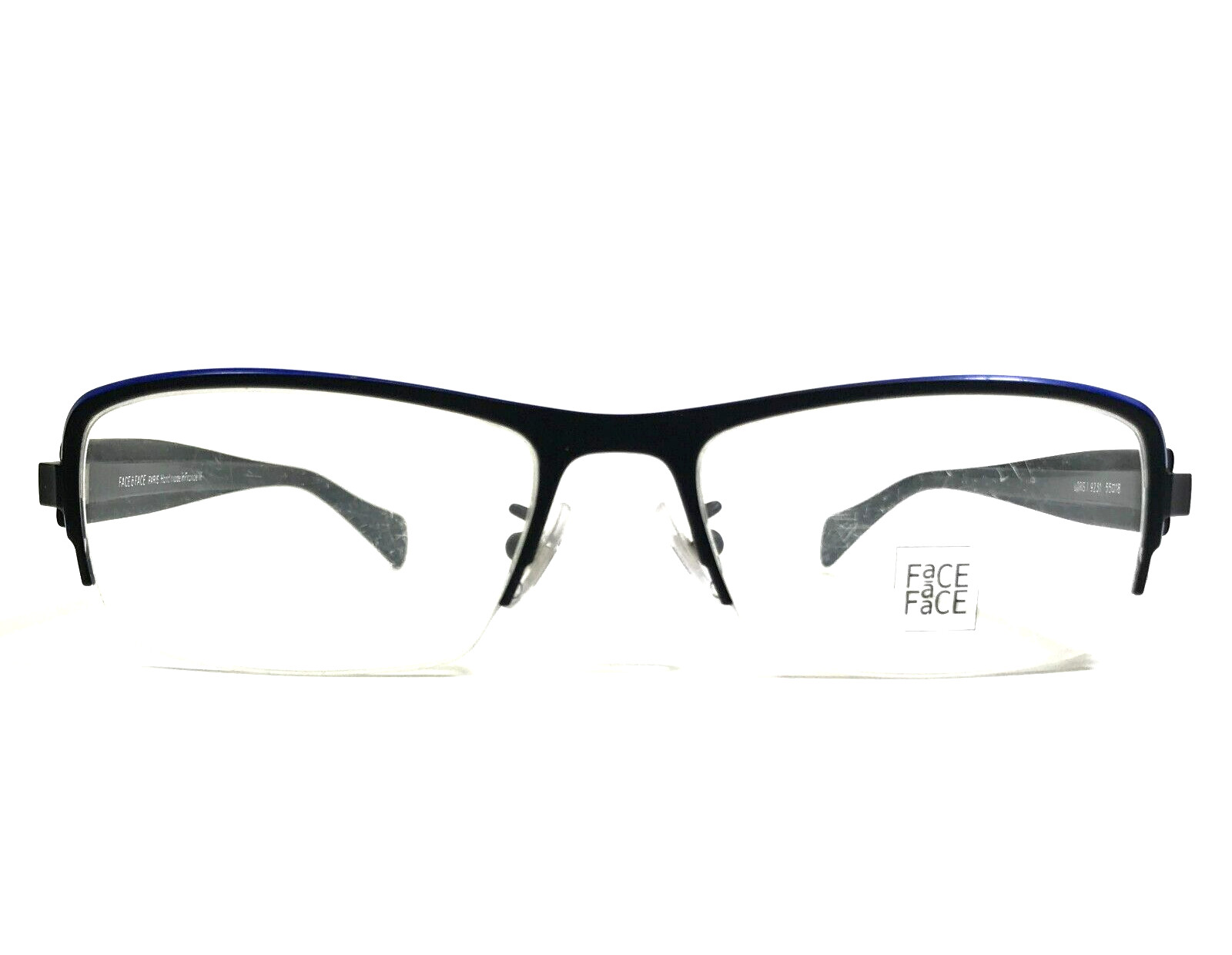 Face a Face Eyeglasses Frames Loris 1 9231 Black Blue Rectangle 55-18-135