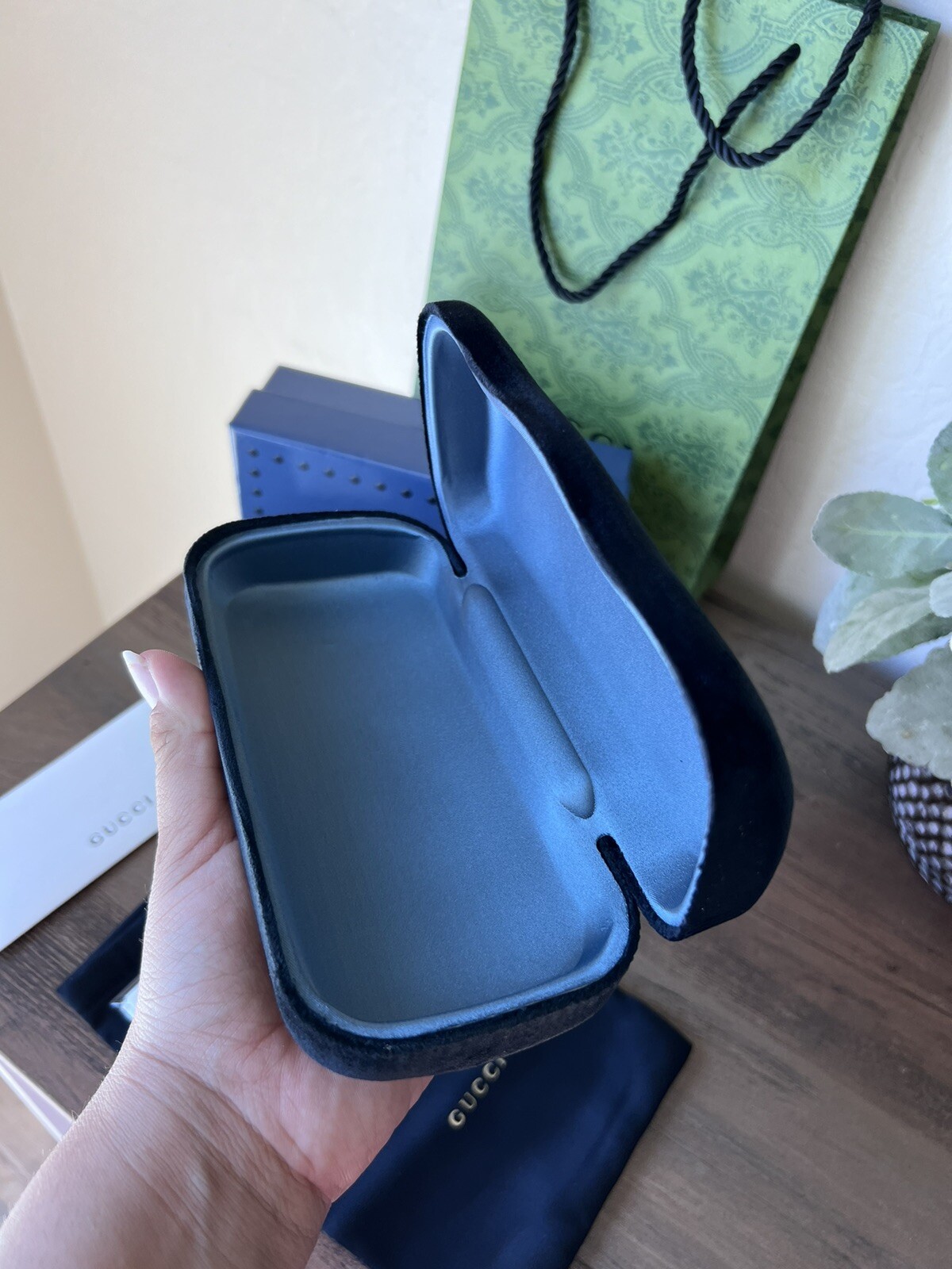 New Gucci Sunglasses Eyeglasses Case Black Eyewear Case W Box And Shopping Bag