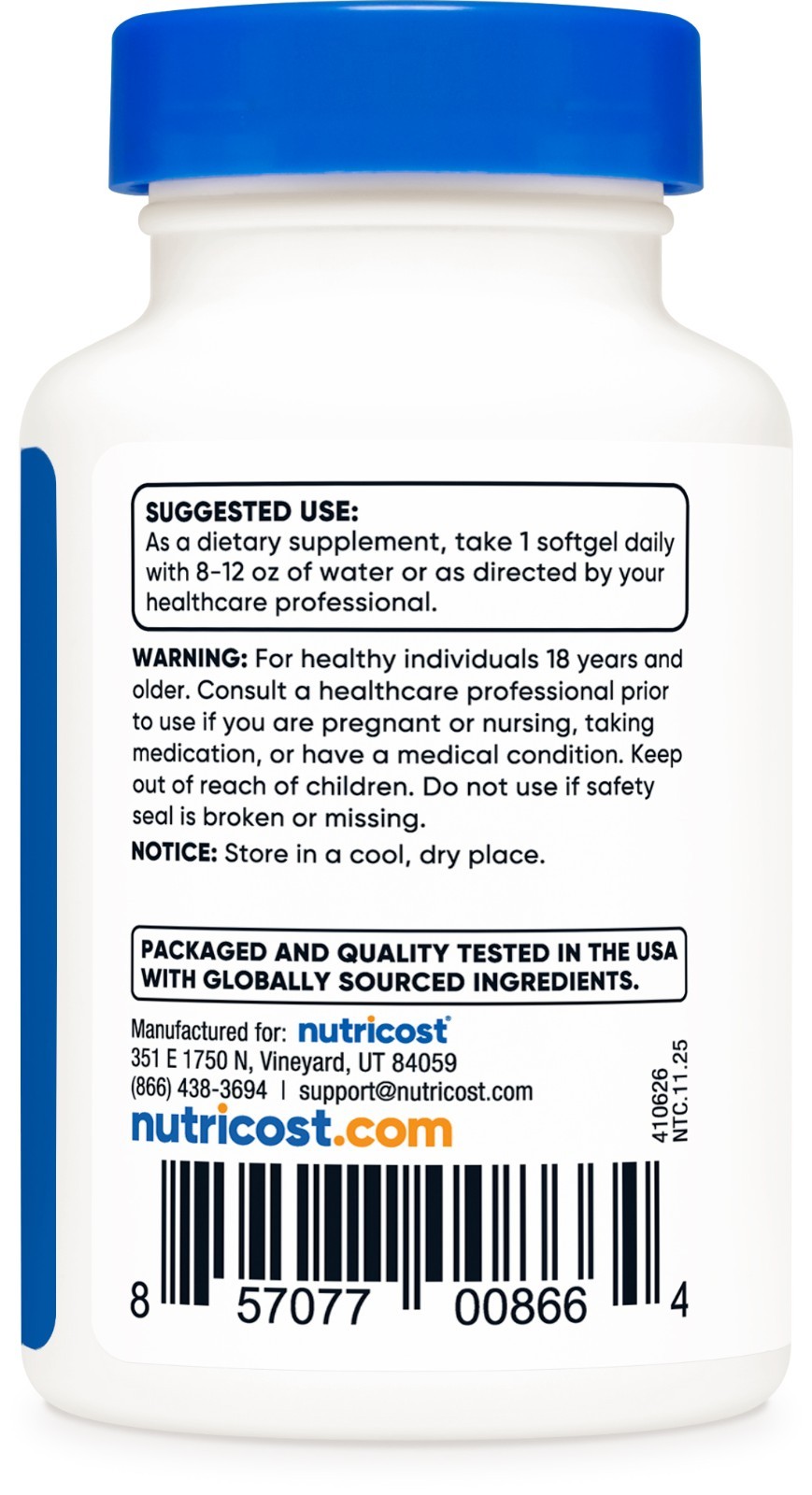 Nutricost Vitamin K2 (100mcg) + Vitamin D3 (5000 IU) 120 Softgels – Gluten Free