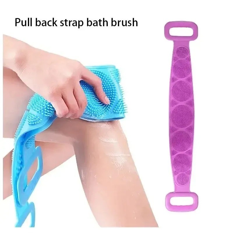 Silicone Body Back Scrubber Double Side Bathing Brush For Skin Deep Cleaning