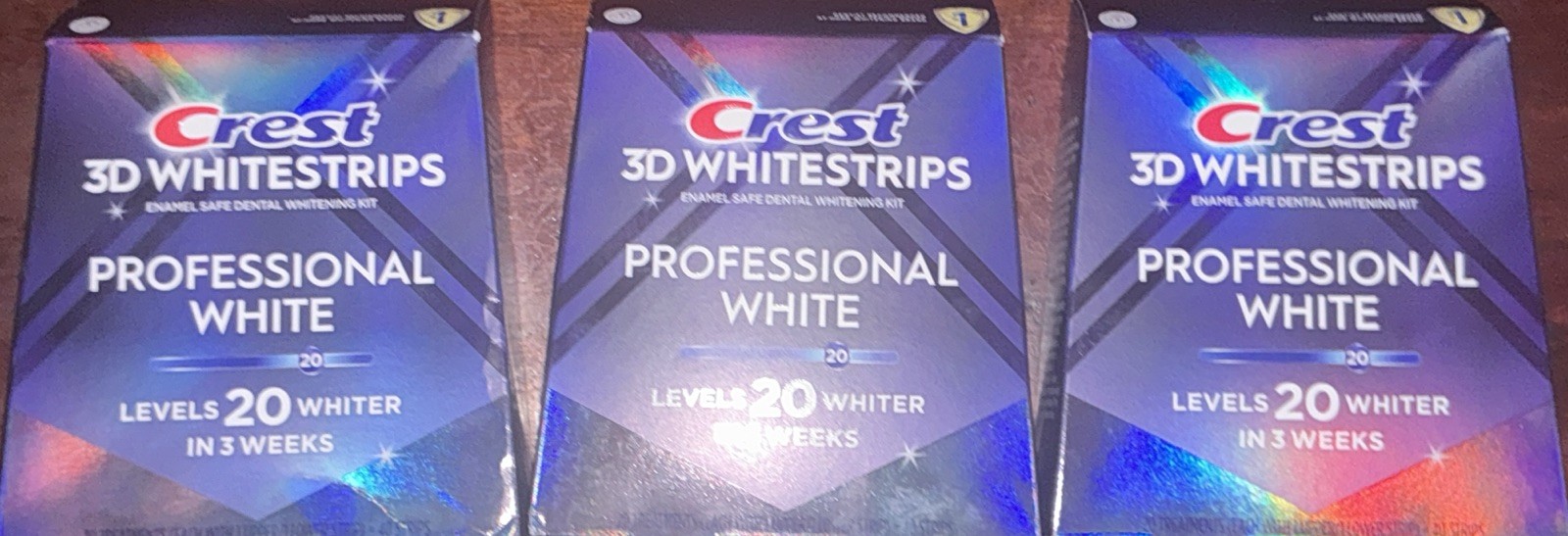 3X= Crest 3D Whitestrips Professional White 20 Levels Whiter 40 Strips Exp 04/28