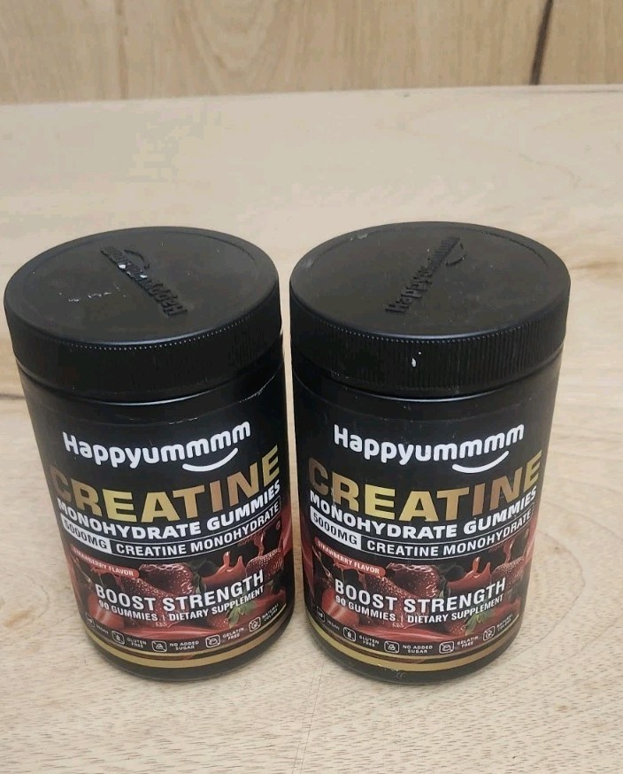 Creatine Monohydrate Gummies (2 PACK) 90ct Strawberry 5000mg Per Serving